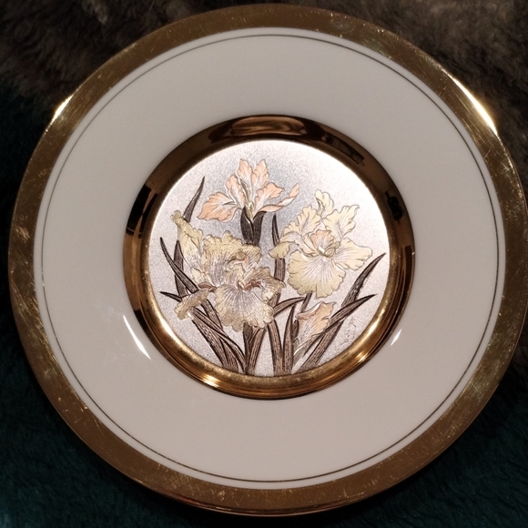 Vintage Art Of Choking 24k Gold trim 6.5"  Etched Floral Plate 12th Century Art. - Picture 15 of 16